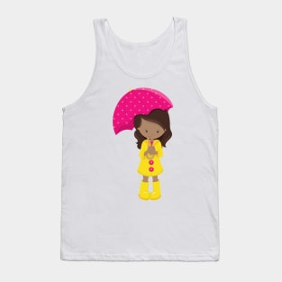 African American Girl, Girl In Raincoat, Umbrella Tank Top